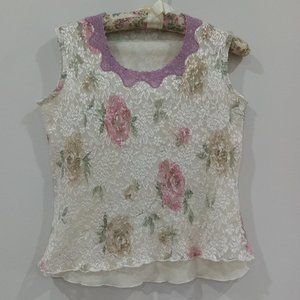 Floral mesh vintage tank top